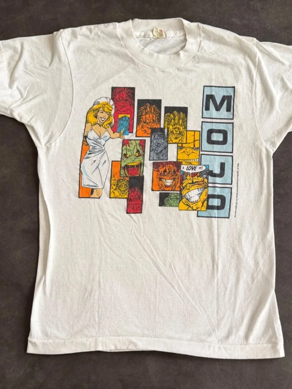 Marvel 1988 Mojo Graphic T-Shirt White Medium Creed Made In USA - Picture 1 of 5
